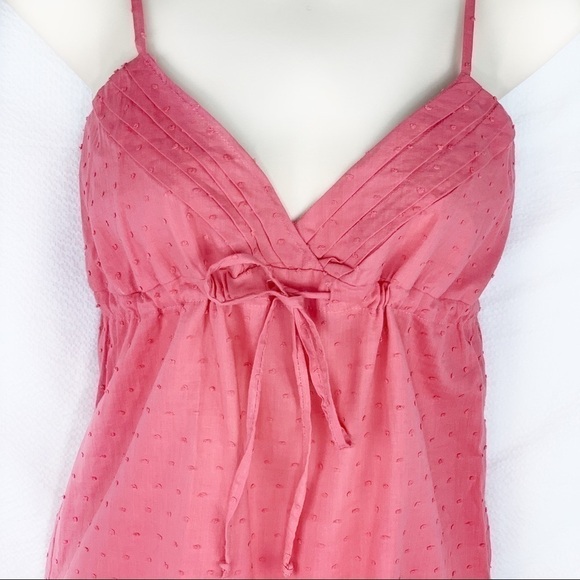 New-pathway LA Boutique Brand, Swiss Dot Cotton, Strappy Front Tie Camisole Top - Picture 5 of 9